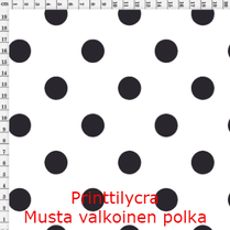 joustava kangas printti lycra Musta-Valkoinen Polka Pallo 