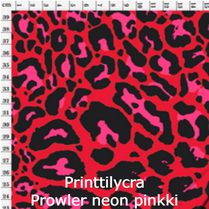 Bi-elastinen printtilycra   Prowler Neon pinkki punainen