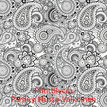 joustava kangas printti lycra Paisley musta-valkoinen