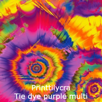 joustava kangas printti lycra Tye dye purple multi