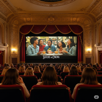 Kinosaal mit Leinwand