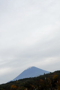 精進湖周辺を走行中、富士山が見えた!