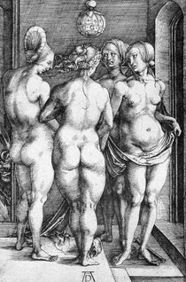 図12 アルブレヒト・デューラー画《四人の魔女》1497年。木版。