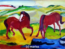 Zwei Pferde nach Franz Marc