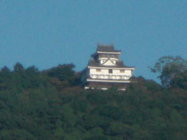 デジタル望遠にかすむ岩国城