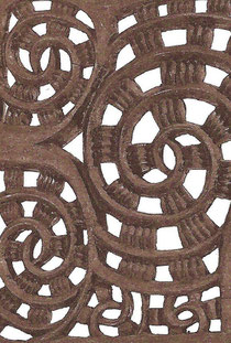 'Detail of carving from war canoe prow, tauihu'