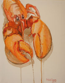 Lobster 2: Aquarell auf Leinwand, 40 x 50 cm