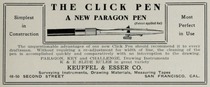 K+E Paragon Click Pen, pat. US905419 (1907) invented by Otto Haff. Patent assigned to K+E.