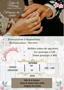 Salon du Mariage de Sérignan-du-Comtat 09 et 10 Septembre 2023
