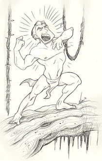 A yelling apeman, by Angelines Amaro Gómez.