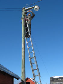 Etienne fixing the yard light