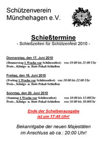 Schießtermine 2010