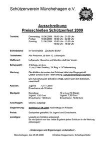 Ausschreibung Preisschießen 2009 