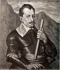 Albrecht Wenzel Eusebius von Waldstein genannt "Wallenstein" (Kupferstich nach Anthony van Dyck)