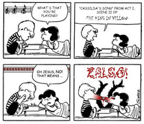 Esempio di meme di Zalgo riguardante il celebre fumetto "Snoopie"