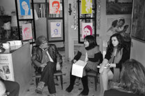in foto: lo scrittore Agostino Portanova, Elisa Martorana e l'attrice Noemi Sanfilippo. di sfondo l'istallazione