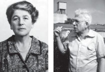 Fanny Erlanger geborene Herrmann, eine Tochter von Josef und Frieda Herrmann, 1950er-Jahre, und Pinchas Erlanger (früher: Peter Erlanger), ein Enkel von Frieda und Josef Herrmann, beide in Shavey Zion, Israel, aus WERNER 1998, S. 85