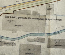 Lager Linder, unten links ein Teil des Areals der heutigen "Alten Seegrasspinnerei", Quelle: Stadtarchiv Nürtingen, alle Rechte vorbehalten!