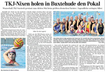 Sarstedtes Wasserballerinnen gewinnen zum dritten Mal in Folge in Buxtehude. Hildesheimer Allgemeine Zeitung/Sarstedter Anzeiger vom 11.09.2013