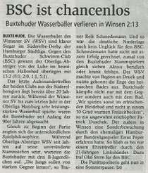 BSC ist chancenlos gegen Winsen. Buxtehuder Tageblatt vom 20.06.2013