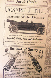 This advertisement announcing that J.J. Till has secured a local auto agency appeared in the March 17, 1914 edition of the Bellevue Herald.