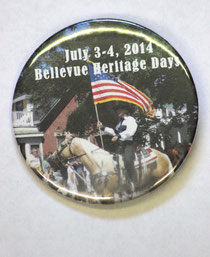 NEW BUTTONS are now on sale for the 2014 Bellevue Heritage Days Celebration. Available at most local business, the buttons cost $5 and serve as admission for most events and activities.