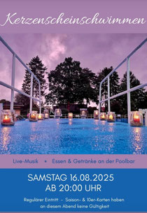 Liebe Leute, kommt zahlreich zum Kerzenscheinschwimmen. 