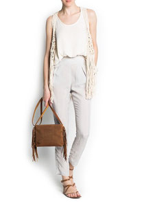 Mango fringe sleeveless cardigan