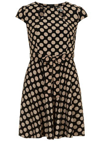 Black and beige spotty dress