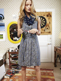 Drapey belted subtle print dress