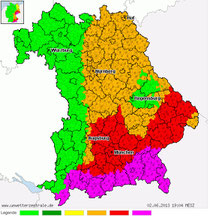 Violett: Unwetterwarnung für Südbayern