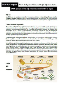 Les fiches d'information de STOP OGM Pacifique à télécharger