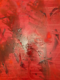 "Shadows of red I", 2020, 80 cm × 80 cm, oil, pigments, charcoal on canvas, copyright Christina Mitterhuber 