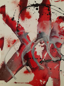 WE in red, XLIII, 2020, 30 cm × 40 cm, oil on canvas, Copyright Christina Mitterhuber