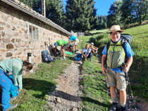 Pause mit Pilgerbekanntschaft