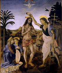 キリストの洗礼　ヴェロッキオ.ダ・ヴィンチ他　1472～1475年
