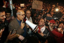 El lider opositor Mohamed el Baradei se dirige a los presentes en una de las protestas.