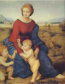 Raphaël : La Vierge et l'Enfant, avec Jean Baptiste.