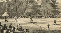 L'illustrazione dove si nota l'arbitro seduto dietro casa base, è tratta dalla rivista Harper’s Weekly, pubblicata il 15 Ottobre 1859 (Hoboken Historical Museum)
