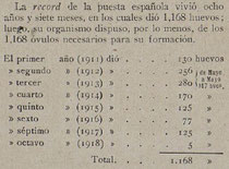 317 huevos de Mayo de 1912 a Mayo de 1913