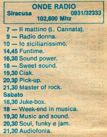 SR Onde Radio palinsesto 1982