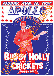 buddy holly,swing,rock n roll, usa, american idol, poster,crickets, peggy sue, apollo theatre, new york,#vintagerockposter, #buddyhollyposter,#apollotheatrenewyork