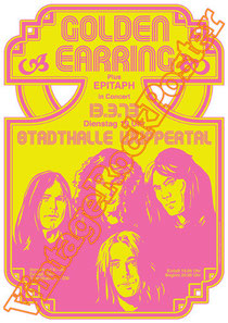 golden earring,Barry Hay, George Kooymans, Rinus Gerritsen,glam rock,rock n roll,classic rock,the netherland,holland,olanda,rock olandese,golden earring poster,wuppertal,1973