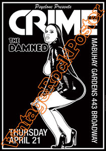 crime,damned,punk,emo,british punk,new punk, new wave,johnny strike,Frankie Fix,Ron The ripper Greco, ron greco,hank rank,ricky james,brittley black, new rose, captain sensible,rat scabies, poster