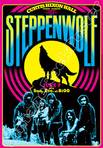 steppenwolf, born to be wild, poster, concerto, manifesto, vintage rock poster, rock, hard rock, biker, motor, motorcycle, steppen wolf 