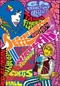 jefferson airplane,jefferson airplane poster,concert,psychedelic,Grace Slick, Jorma Kaukonen, Paul Kantner, Marty Balin,curtis nixon hall,tampa,florida,poster,manifesto,locandina,hippy,biker