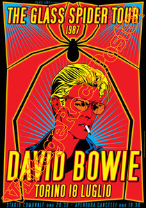 david bowie, ziggy stardust,bowie,glam rock, velvet goldmine, vintage rock posters, poster, torino,italy,glass spider tour