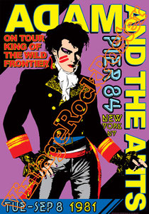 adam ant,adam and the ants, glam,punk,king of the wild frontier,new york, concert, poster, vintage rock poster, uk, pop,make up,corsair