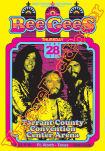 bee gess, Barry Gibb, Robin Gibb, Maurice Gibb, Colin Petersen,poster,concert,affiche,cartaz,cartel,tarrant county,1979