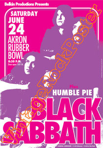 black sabbath, Ozzy Osbourne, Tony Iommi, Ronnie James Dio,poster,manifesto,affiche,concert,humble pie,akron,1972